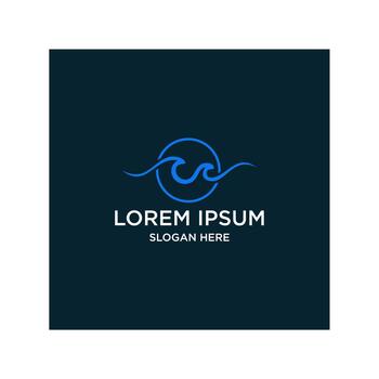 Abstract Ocean Wave Logo Design on Dark Background with Text Elements vector