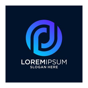 Abstract Geometric Logo Design with Gradient Colors on Dark Background and Text vector