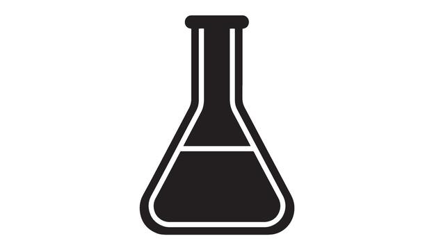 Simple black icon of a laboratory flask with liquid vector