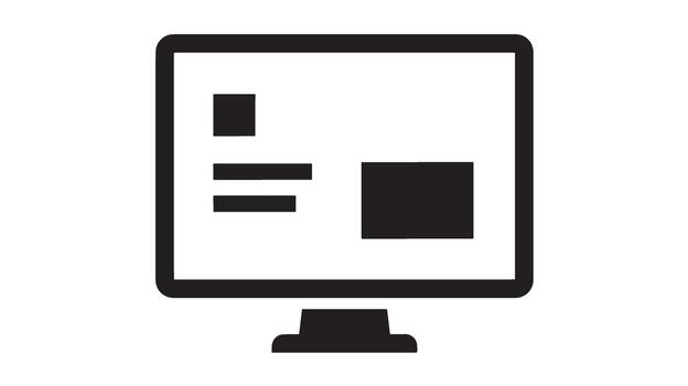 Simple computer monitor icon with screen content vector