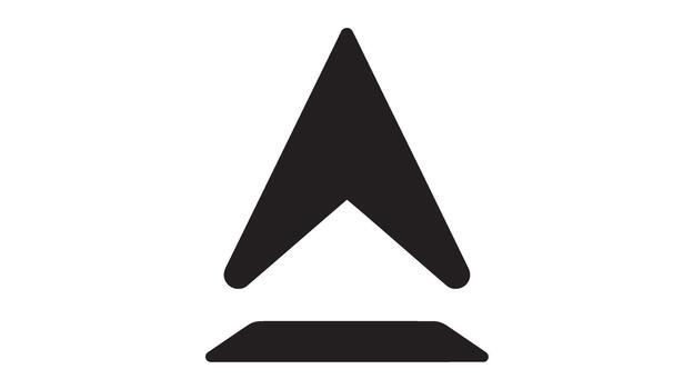 Simple black arrow pointing upward above a horizontal line vector