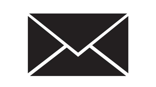 Simple black silhouette of an open envelope on a white background vector