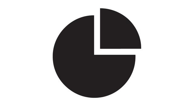 Simple black pie chart icon with a slice removed vector
