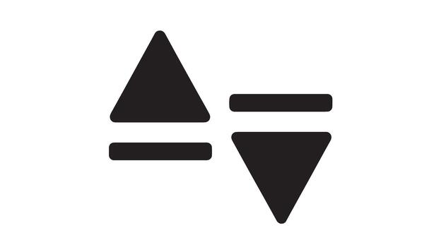 arriba y abajo flechas con horizontal líneas icono vector