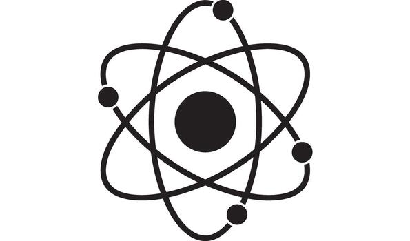 Stylized atom symbol with electrons orbiting nucleus vector