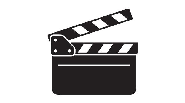 Black and white icon of an open movie clapperboard vector