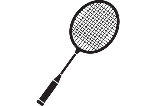 Black badminton racket with white background vector