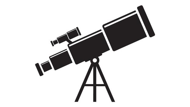 Silhouette of a refracting telescope on a tripod vector