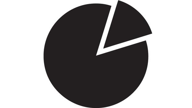 sencillo negro tarta gráfico icono con uno segmento vector