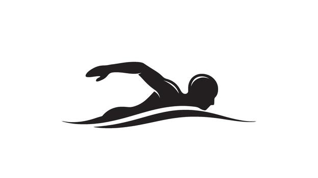 Silhouette of a swimmer in motion during a race vector
