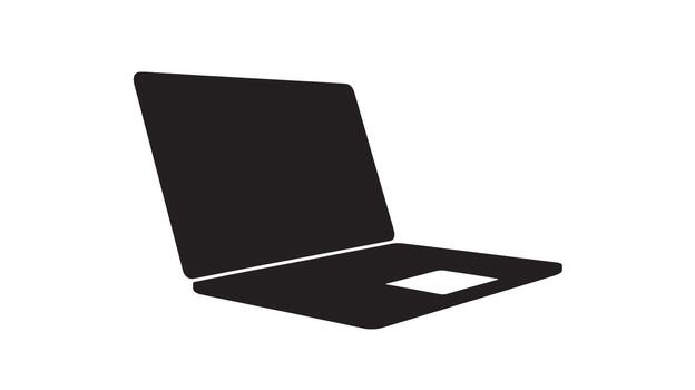 Silhouette of an open laptop computer on a white background vector