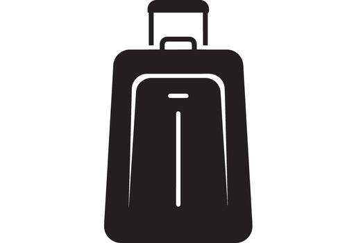 Black silhouette of a rolling suitcase with handle vector