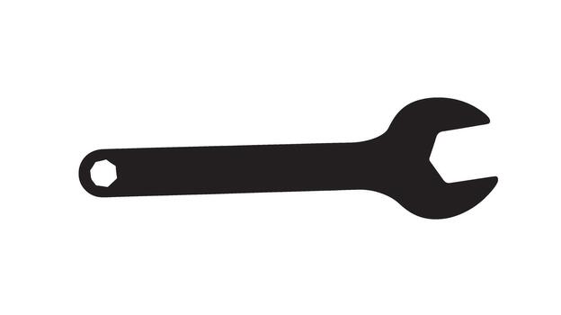 Silhouette of a black open ended wrench on a white background vector