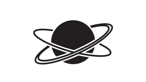 Stylized atom icon with orbiting electrons vector