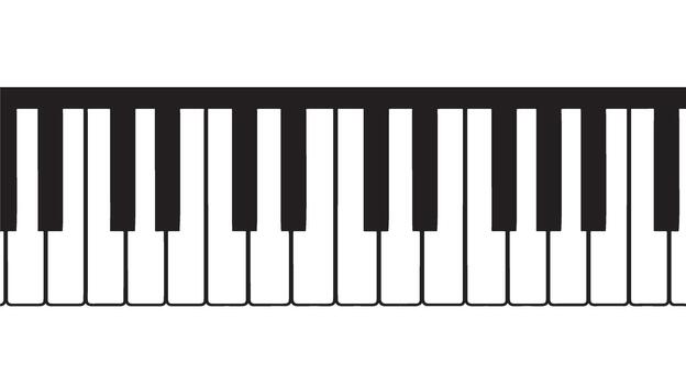 Close up view of piano keyboard keys on a white background vector