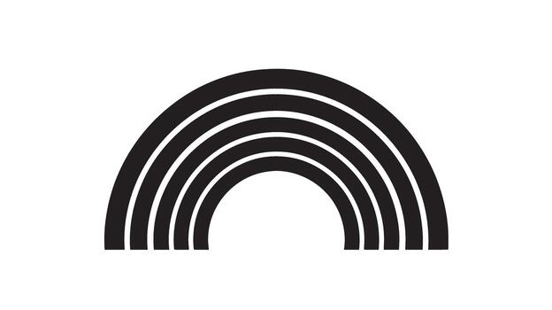 Simple black rainbow arc with multiple concentric lines vector