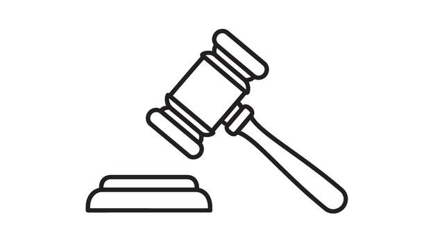 Simple outline of a gavel and sounding block vector