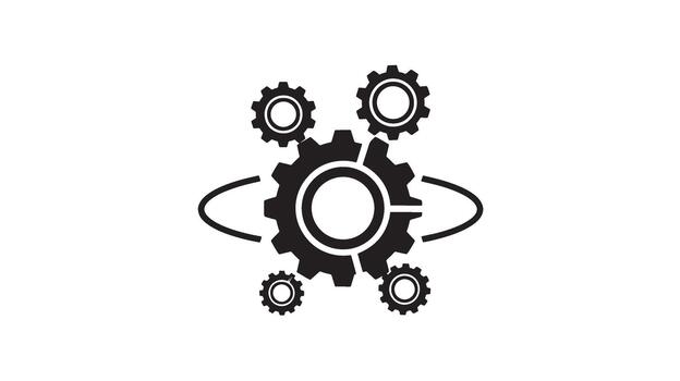 Interconnected gears symbolizing mechanical systems and processes vector