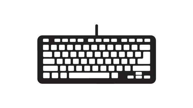 Simple black silhouette of a computer keyboard vector