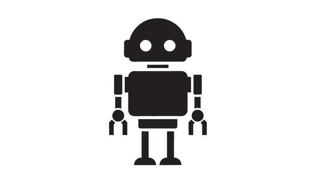 Simple black silhouette of a retro robot character vector