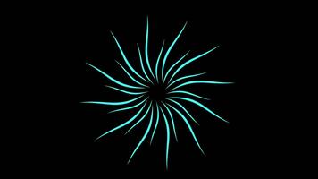 abstrakt cyan blå radiell starburst explosion animerad slinga på svart bakgrund video