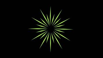aggressiv neon grön starburst animering slinga med skarp spikar på svart bakgrund video
