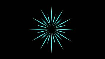 aggressiv neon blå starburst animering slinga med skarp spikar på svart bakgrund video