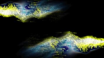 dinamico doppio flussi di luminoso particella dati fluente nel un astratto digitale composizione, che rappresentano Rete energia trasferimento video