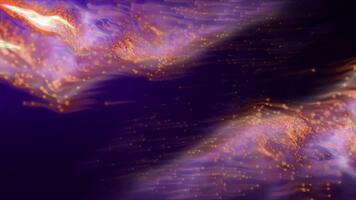 beschwingt abstrakt Licht Streams mit golden leuchtend Partikel fließend durch tief lila Raum, Erstellen ein ätherisch und fesselnd Digital Kunst Komposition zum verschiedene dynamisch Projekte video