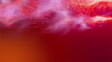een futuristische digitaal Golf van gloeiend deeltjes vormen een abstract rood energie veld- voor een modern wetenschap achtergrond video