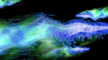 Dynamic abstract blue and green energy streams flow through a dark void, creating a vibrant, futuristic light effect, symbolizing data flow, digital power, and advanced network connections video