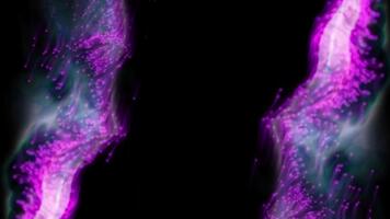 abstrakt lysande lila energi strömmar strömmande och sammanflätning mot en mörk bakgrund, representerar digital konst och rörelse grafik video