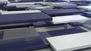 astratto 3d sfondo con in movimento rettangolare blocchi nel blu e bianca. video