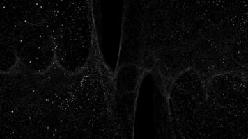 Partikel Wellen Erstellen ein surreal Weltraum Animation, surreal Partikel Wellen Bildung ein abstrakt Weltraum Landschaft video