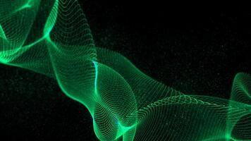 Grün Partikel Welle Bewegung Bildung futuristisch Digital Energie fließen im abstrakt Raum video