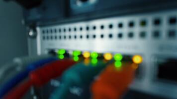 astratto sfocato di server led e ethernet cavi Usato come tecnologia sfondo, Perfetto per esso, dati, o futuristico design video