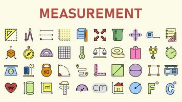 vikter längder och åtgärder ikoner redigerbar stroke skala och storlek ikon uppsättning. mått relaterad ikon samling video