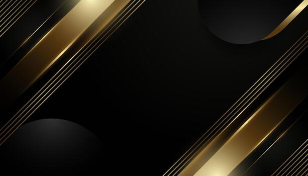 Luxury black and gold abstract background with metallic diagonal lines vector