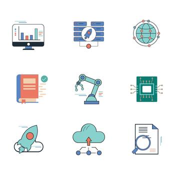 Modern Technology and Data Innovation Icon Set vector