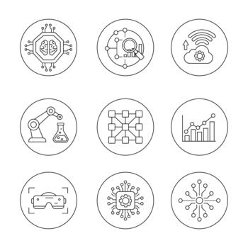 AI, IoT, and Smart Tech Line Icons Collection vector