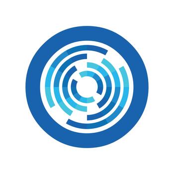 Blue concentric circles create a tech logo isolated on white background vector