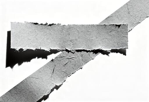 Torn paper strips on white background, minimalist design element. photo