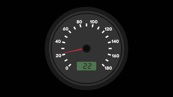 hastighetsmätare animering på en transparent bakgrund med tal och ett pil video