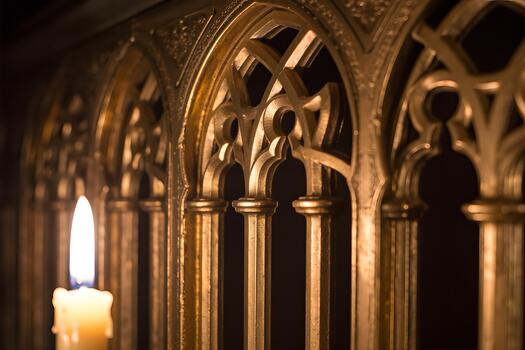 Golden Arches and Candlelight - A Glimpse into a Mystical World. photo