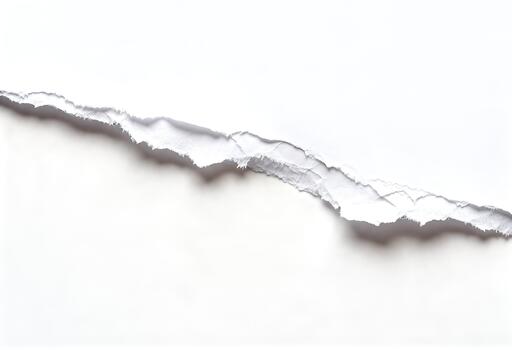 Torn white paper with jagged edges on white background. photo