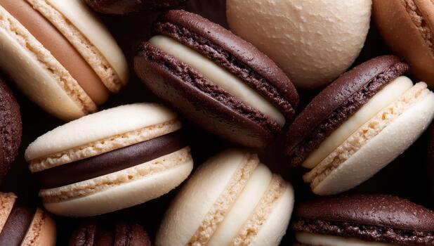 Macarons are displayed in a pile photo