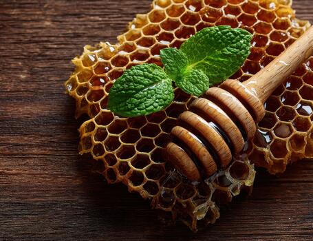 Honeycomb with honey and a honeycomb with a honeycomb with a honeycomb with a photo