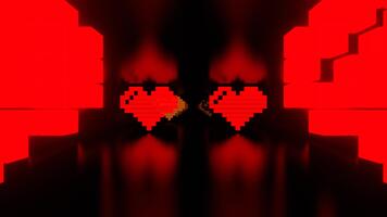 Orange and Red Endless Corridor with Neon Strobe Hearts Background VJ Loop in 4K video