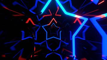 blauw en rood actief knippert abstract neon tunnel achtergrond vj lus in 4k video