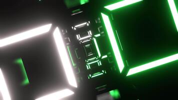 blanco y verde brillante brillante luz estroboscópica cuadrado túnel antecedentes vj lazo en 4k video